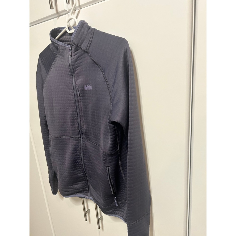 REI Co-op Mens Hyperaxis Grid Fleece Jacket Full Zip Blue Medium Hiking Layer - Picture 6 of 16